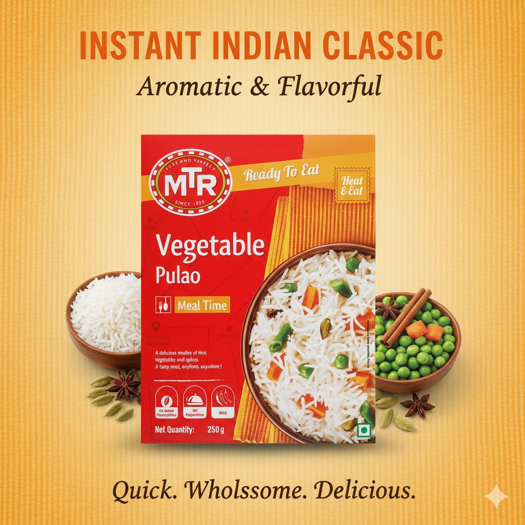 MTR Vegetable Pulao (Cooked and spiced Rice with Vegetables, Ready-to-Eat) 300g
