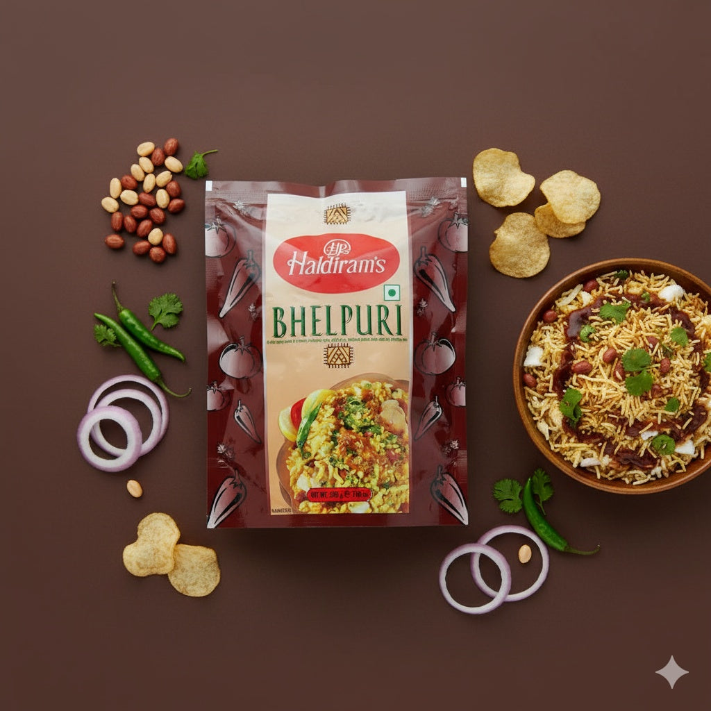 Haldiram Bhelpuri (a Mild Spicy Blend of Crunchy Chickpeas, Nuts, Puffed rice) 200g