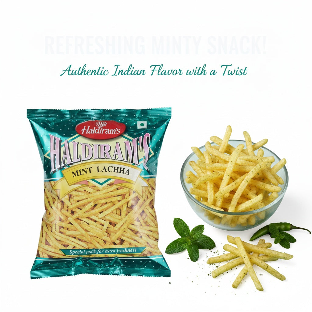 Haldiram Mint Lachha (crunchy & mint Flavour Potato Sticks) 200g