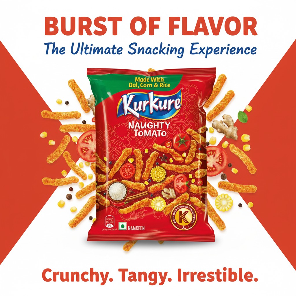Kurkure Naughty Tomato (Snack from Rice and Corn Flour) 115g