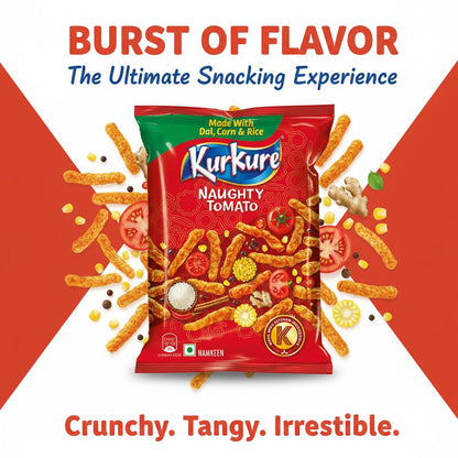 Kurkure Naughty Tomato (Snack from Rice and Corn Flour) 115g