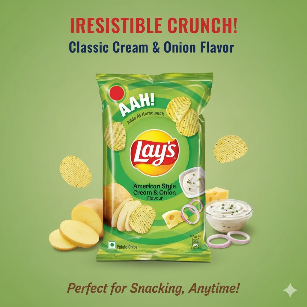 Lay's American Style Cream & Onion Flavour Chips (52g)