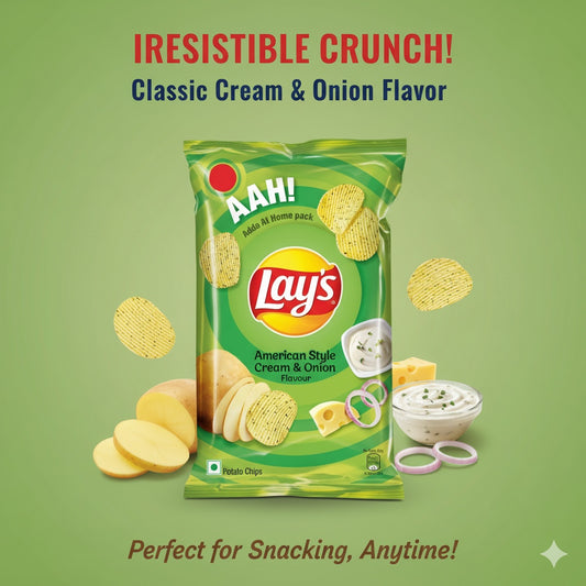 Lay's American Style Cream & Onion Flavour Chips (52g)