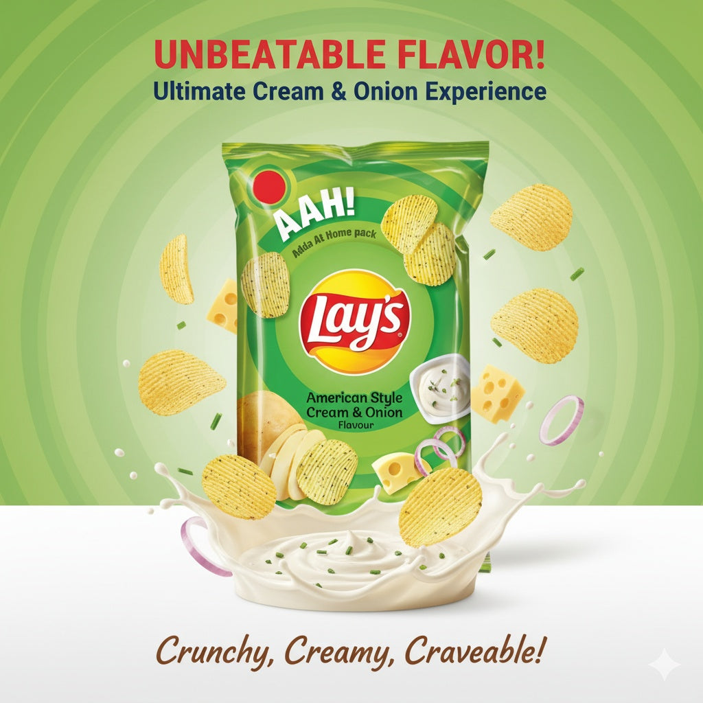 Lay's American Style Cream & Onion Flavour Chips (52g)