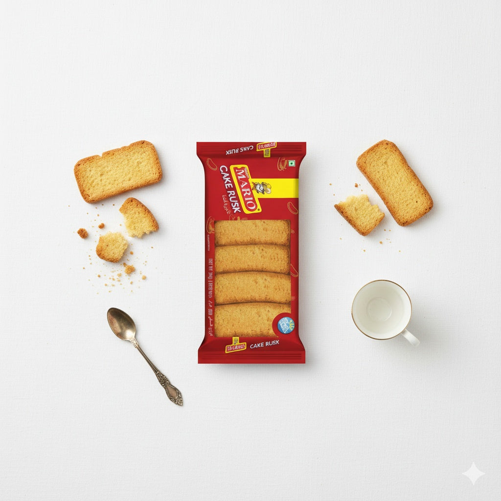 Mario Cake Rusk, Biscotti रस (Deliciously crispy twice-baked bars)