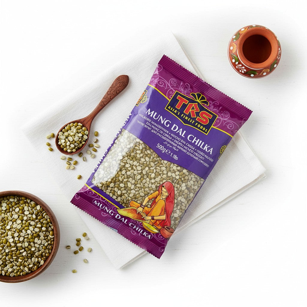 TRS Mung Dal Chilka, मूंग हरी दाल (Half unpeeled mung beans - 500 gm