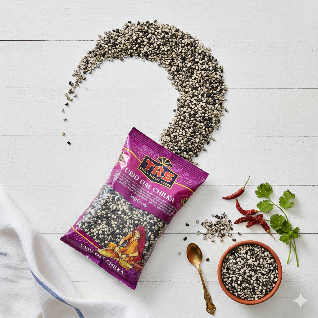 TRS Urid Dal Chilka, उड़द काली दाल (Half urd beans, unpeeled) - 500 gm